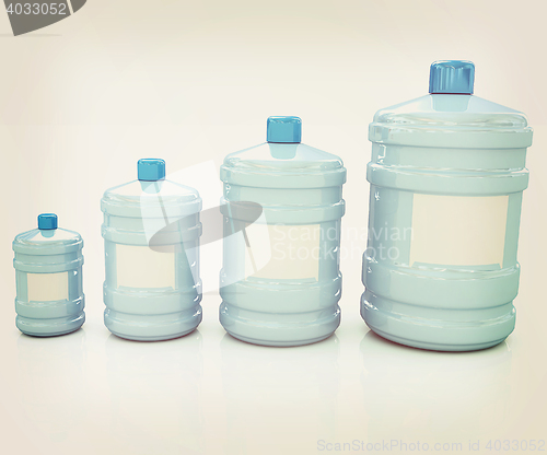 Image of water bottles. 3D illustration. Vintage style.