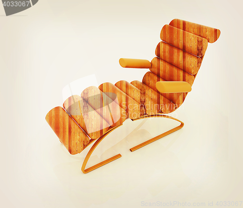 Image of Comfortable wooden Sun Bed. 3D illustration. Vintage style.