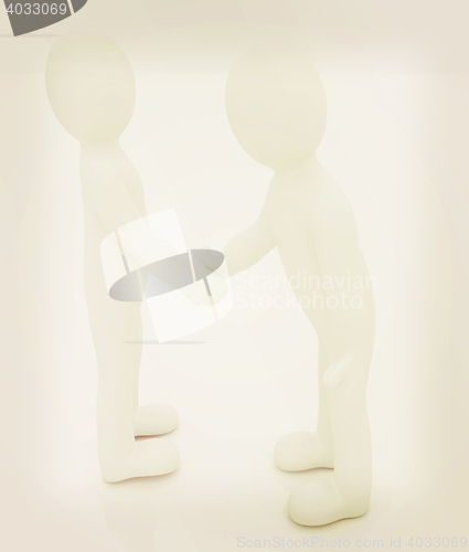 Image of Handshake. 3D mans. 3D illustration. Vintage style.