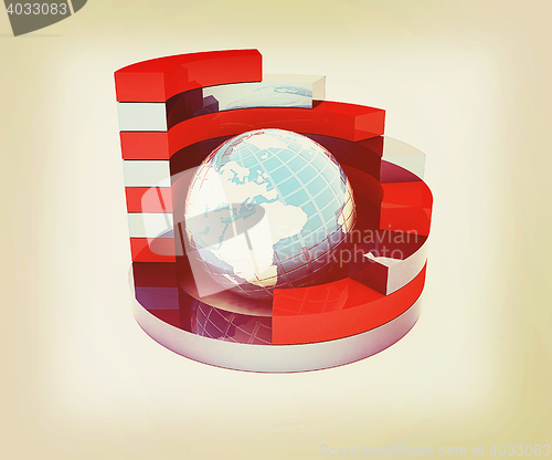 Image of Abstract structure with blue earth in the center . 3D illustrati