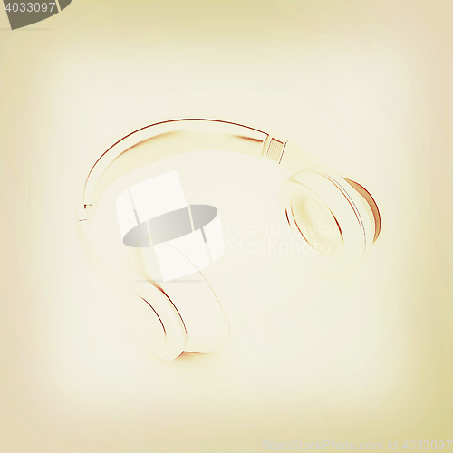 Image of Headphones Icon . 3D illustration. Vintage style.