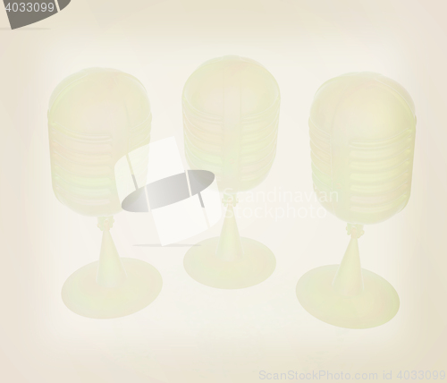 Image of 3d rendering of a microphones. 3D illustration. Vintage style.