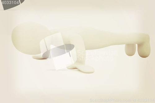 Image of 3d man isolated on white. Series: morning exercises - making pus