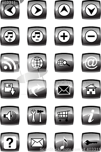 Image of Vector illustration of glossy multimedia icon set