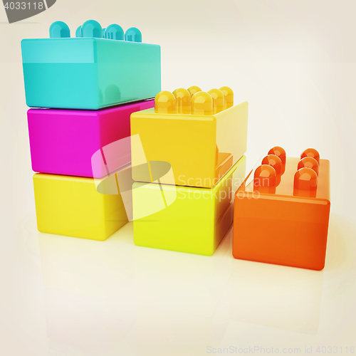 Image of Building blocks efficiency concept on white . 3D illustration. V