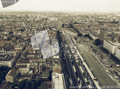 Image of Aerial view of Turin vintage desaturated