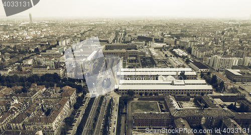 Image of Aerial view of Turin vintage desaturated