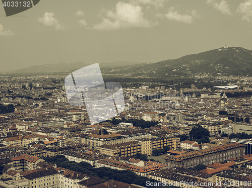 Image of Aerial view of Turin vintage desaturated