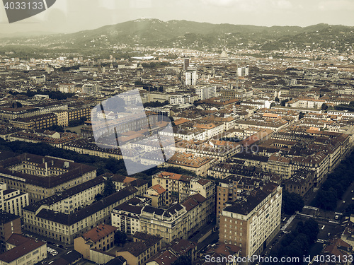 Image of Aerial view of Turin vintage desaturated