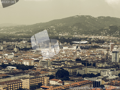 Image of Aerial view of Turin vintage desaturated