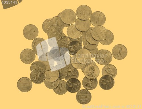 Image of Dollar coins 1 cent wheat penny cent - vintage