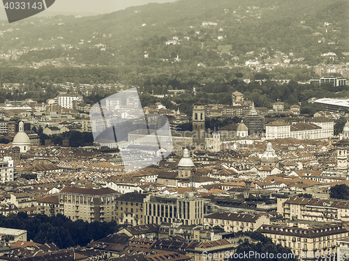 Image of Aerial view of Turin vintage desaturated