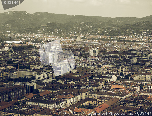 Image of Aerial view of Turin vintage desaturated