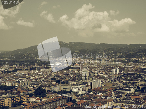 Image of Aerial view of Turin vintage desaturated