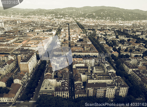 Image of Aerial view of Turin vintage desaturated