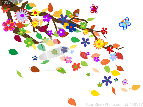 Image of Spring flowers background vector illustration