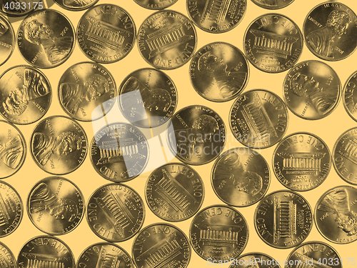 Image of Dollar coins 1 cent wheat penny cent - vintage