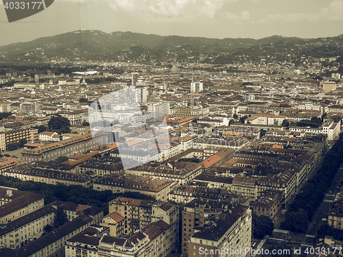 Image of Aerial view of Turin vintage desaturated