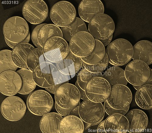 Image of Dollar coins 1 cent wheat penny cent - vintage