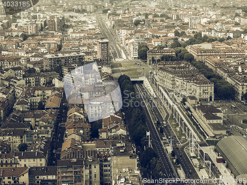 Image of Aerial view of Turin vintage desaturated