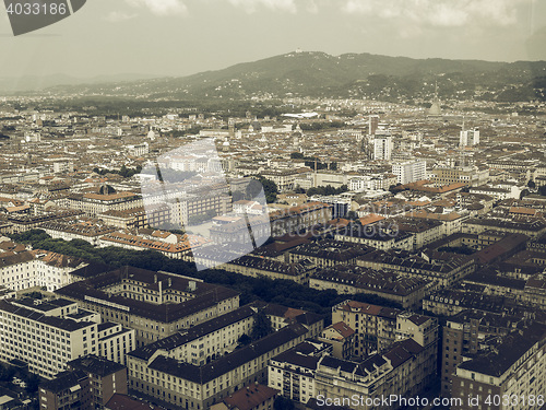 Image of Aerial view of Turin vintage desaturated