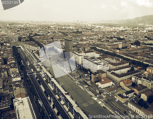 Image of Aerial view of Turin vintage desaturated