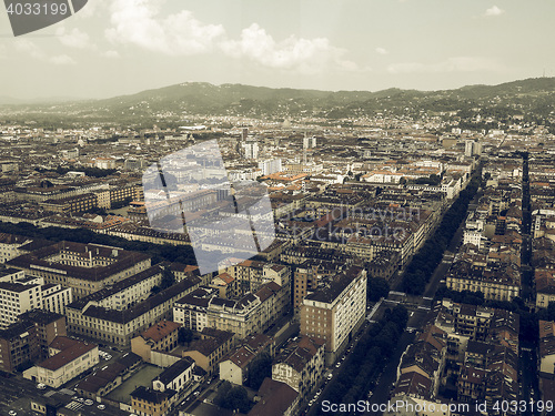 Image of Aerial view of Turin vintage desaturated