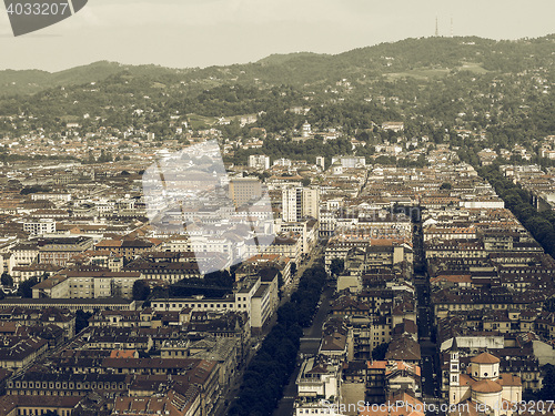 Image of Aerial view of Turin vintage desaturated