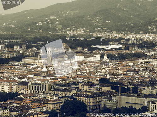 Image of Aerial view of Turin vintage desaturated