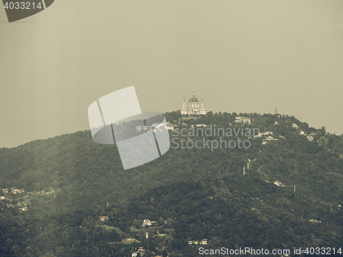 Image of Basilica di Superga in Turin vintage desaturated