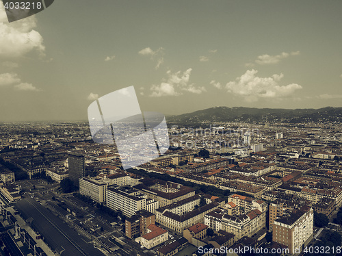 Image of Aerial view of Turin vintage desaturated