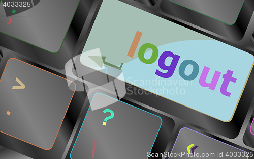 Image of Computer keyboard key log out, business concept vector illustration vector keyboard key. keyboard button. Vector illustration