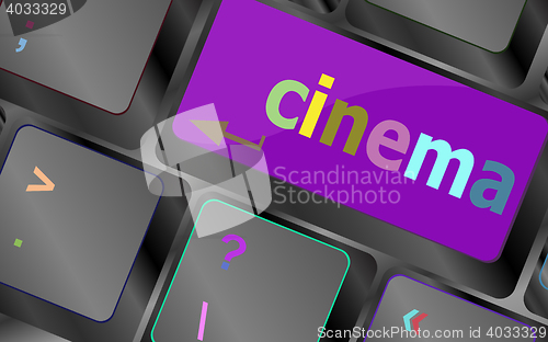 Image of Business concept: Cinema key on the computer keyboard vector keyboard key. keyboard button. Vector illustration