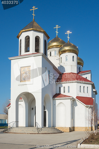 Image of Vityazevo, Russia - March 17, 2016: The Church of St. George in the village of Vityazevo, a suburb of Anapa