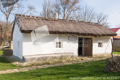 Image of Taman, Russia - March 8, 2016: Old house - hut, house-museum exhibit in memory of the great Russian poet of stay MY Lermontov\'s Taman in September 1837