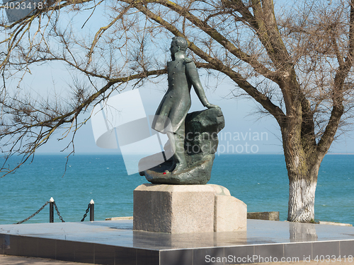 Image of Taman, Russia - March 8, 2016: Mikhail Lermontov Monument in Taman, located on the shore of the Azov Sea