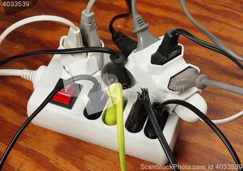 Image of Overloaded extension cord