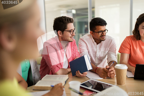 Image of group of high school students with tablet pc