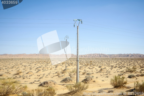 Image of Power lines in Sahara desert
