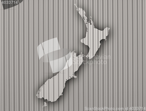 Image of Map of New Zealand on corrugated iron
