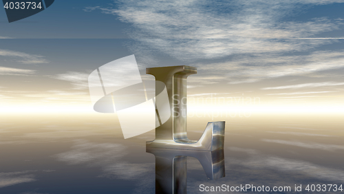 Image of metal uppercase letter l under cloudy sky - 3d rendering