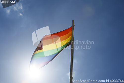 Image of Rainbow flag on a flagpole