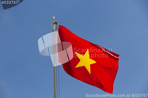 Image of National flag of Vietnam on a flagpole