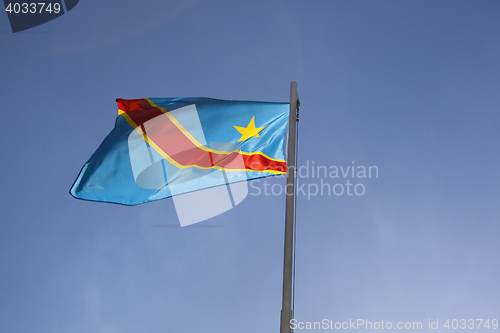 Image of National flag of Congo on a flagpole