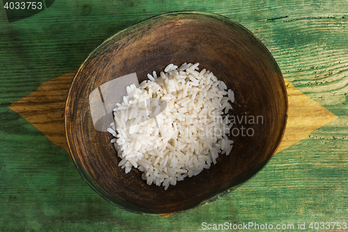 Image of Poverty concept, bowl of rice with Brazilian flag