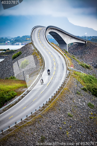 Image of Atlantic Ocean Road Two bikers on motorcycles.