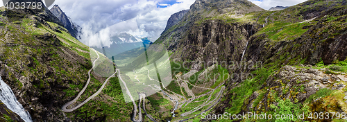 Image of Troll\'s Path Trollstigen or Trollstigveien winding mountain road