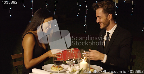 Image of Young couple celebrating Valentines day