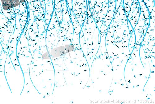 Image of falling blue confetti