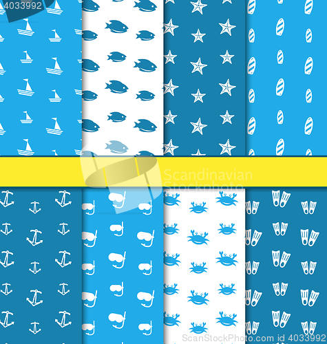 Image of Set Seamless Pattern with Nautical Elements 